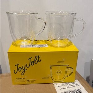 JoyJolt Serene Clear Glass Mug Set